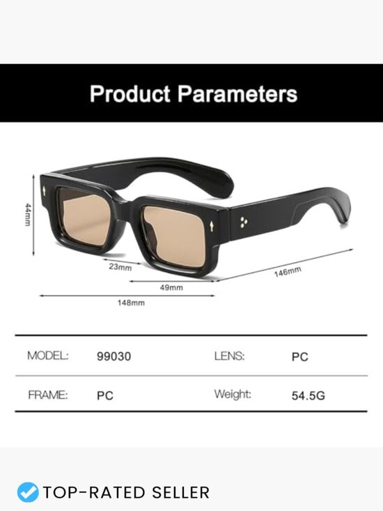 Thick Frame Square Sunglasses Chunky Rectangle Rivet Design UV400 Protection main image 6